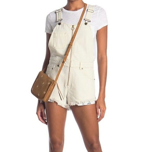 NEW $108 Free People Sunkissed Shortall Denim - Picture 4 of 11